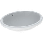 Lavabo bajo encimera Geberit serie VariForm ovalado: B1=50cm, Toma de grifo=Sin, Rebosadero=Visible, Blanco